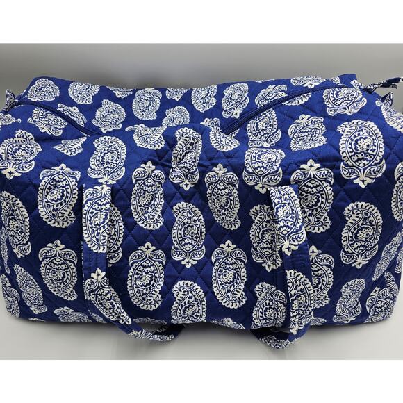 Vera Bradley Iconic Paisley Deep Ultramarine Premium Cotton Large Duffle Bag NWT - Picture 6 of 10